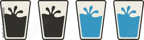 Glasses with liquid and splash design 