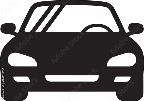 Car Front View Silhouette for Transportation Graphics