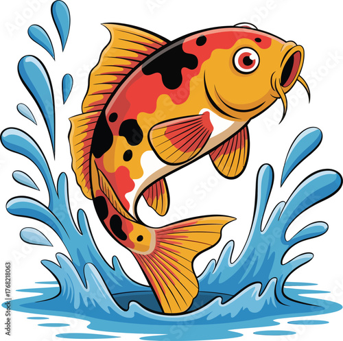 
Realistic koi fish swimming underwater artwork