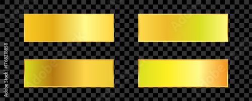 Golden metallic gradient set, Shiny metallic background and luxury banner collection, Vector glossy gold gradient texture