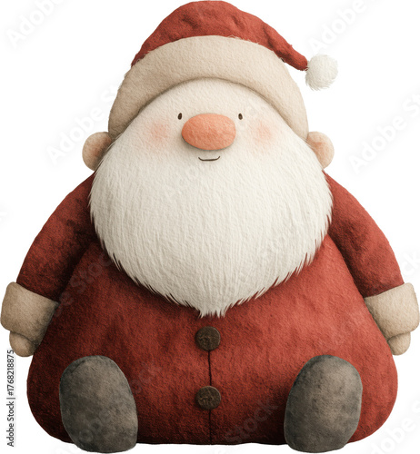 Santa Claus Illustration: A whimsical illustration of Santa Claus, depicting a cheerful and jolly figure, with a rosy nose and a big white beard.