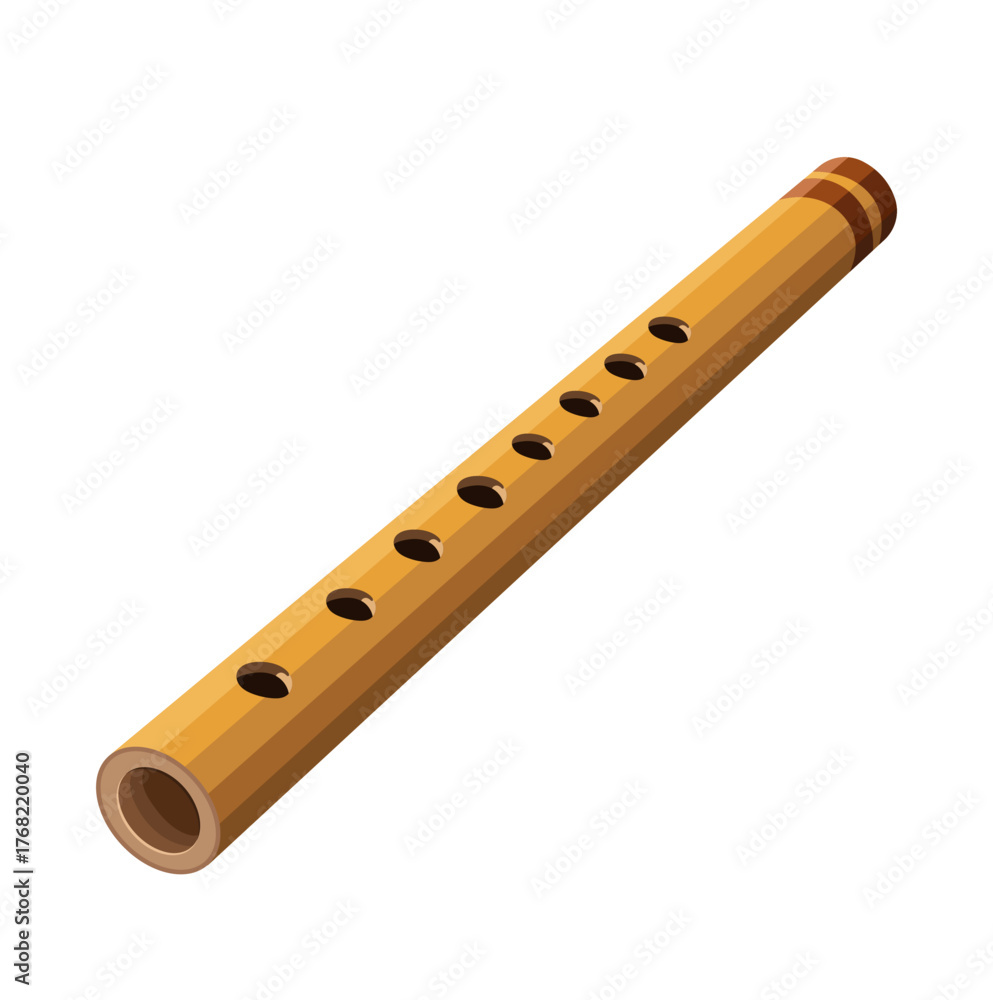 Naklejka premium Bamboo Flute Musical Instrument Illustration Isolated on White Background