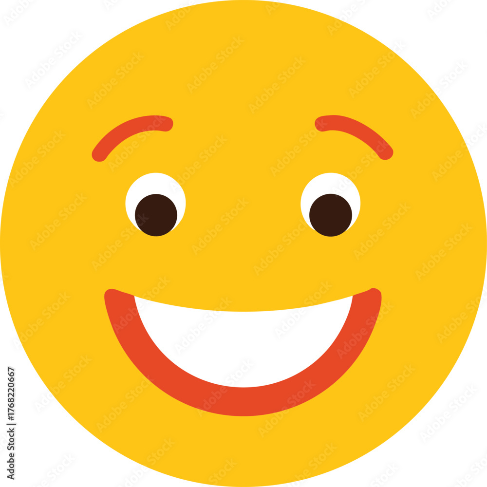 Fototapeta premium Happy smiling face emoji icon with bright colors