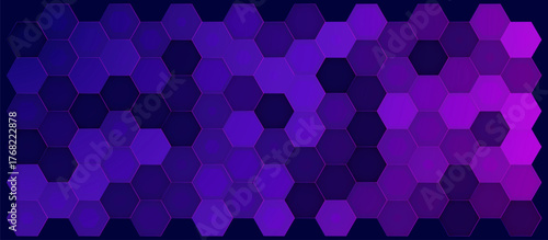 Blue and purple hexagon design pattern with abstract technology background