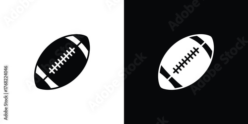 Isolated football with lacing, showing alternating black and white in transparent background