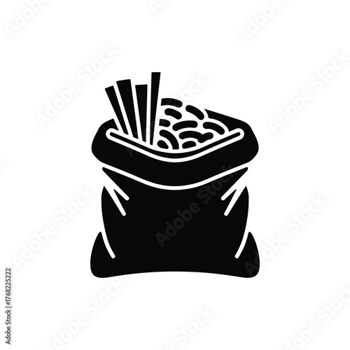 Sack with Beans & Grain Seeds Icon,Harvest Symbol on Transparent Background