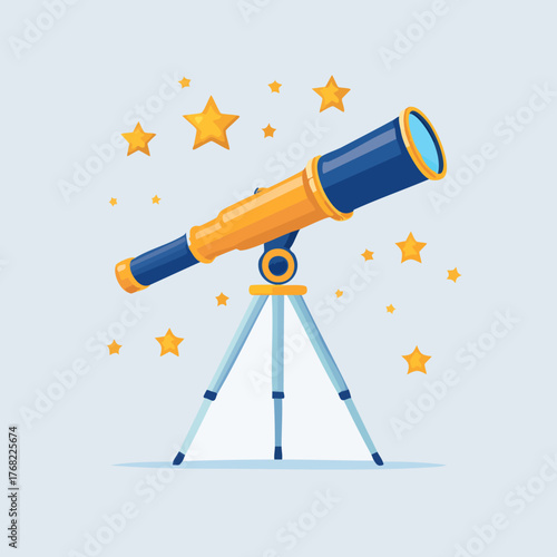 Telescope Pointing Towards Stars in the Night Sky.