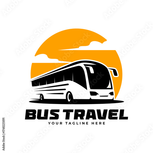 modern tourism bus travel logo vector design