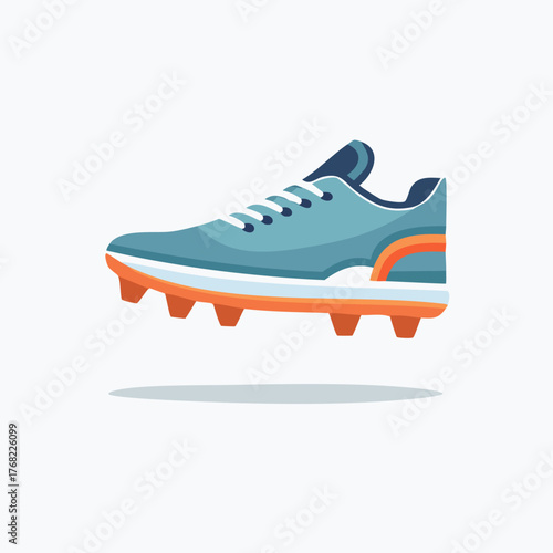 Vector illustration of a modern blue and orange sports cleat.
