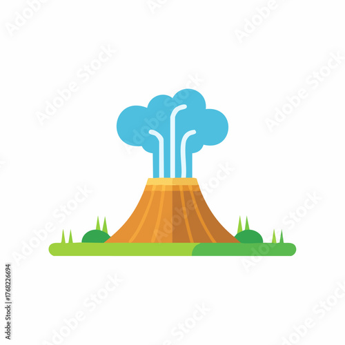 Volcano Erupting with Smoke and Steam in Nature.