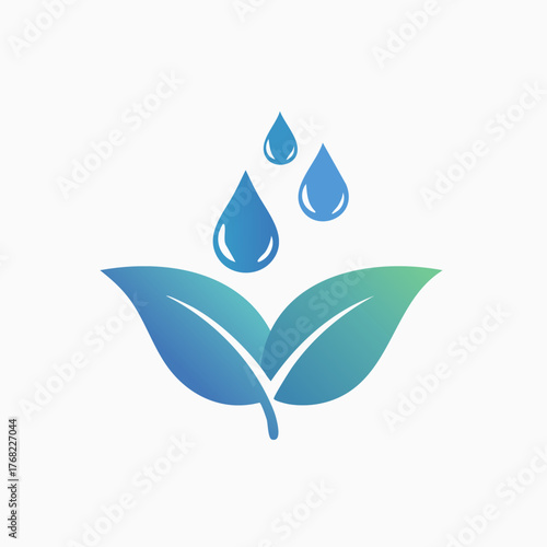 Water drops falling on green leaves, nature and environment.