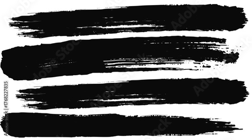 Collection of black paint brush strokes for design element