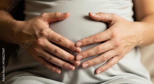 Wallpaper Mural Expectant caucasian female making heart shape on pregnant belly with hands Torontodigital.ca