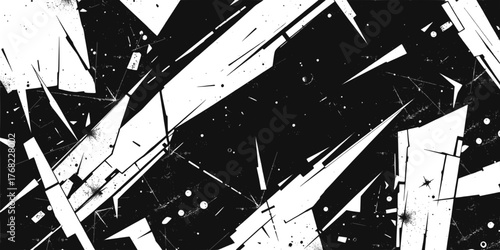 Abstract black and with geometric shapes and grunge texture effect
