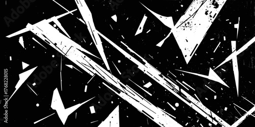 Monochrome abstract background with geometric shapes and grunge texture for design