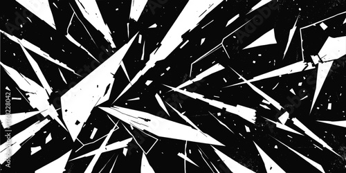 Abstract shattered glass explosion on creates a dramatic and chaotic effect