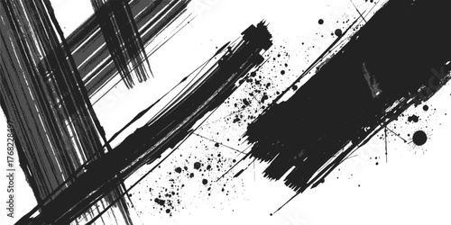 Abstract black ink brush stroke background design element