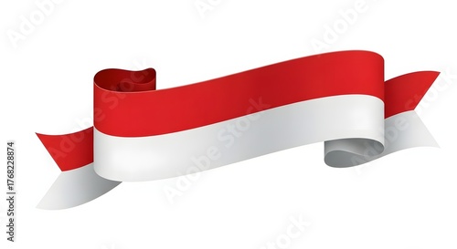 Dynamic red and white ribbon design, symbolizing national unity, pride, and a spirit of collective future