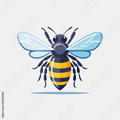 Stylized honey bee insect vector illustration isolated.