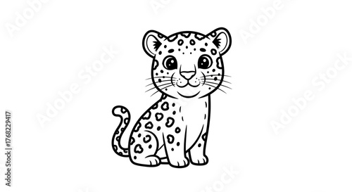Adorable cartoon style jaguar illustration perfect for children's content or coloring pages