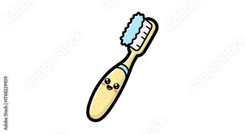 Adorable illustrated toothbrush character promoting dental hygiene and health