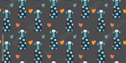 vector illustration seamless dress form pattern with mannequin for fashion design