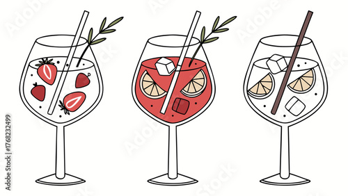 Cocktail drink beverage alcohol refreshment summer party bar celebration mixed drink cocktail illustration art