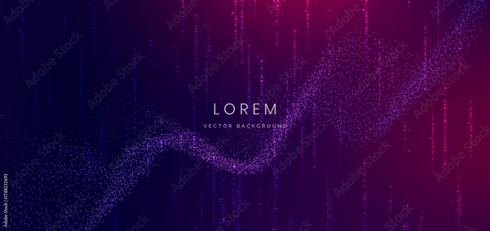 Technology futuristic splash dottes lines on blue and pink background.