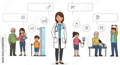 Doctor Providing Medical Care and Checkups to Patients of All Ages