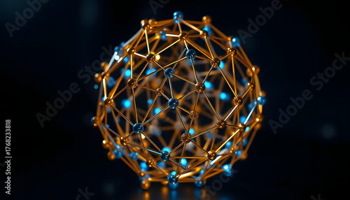A glowing gold sphere 3d design representing a connection concept in a technology network