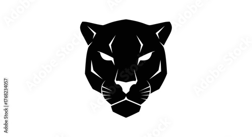 Elegant black panther head logo design with sharp edges on a stark white background