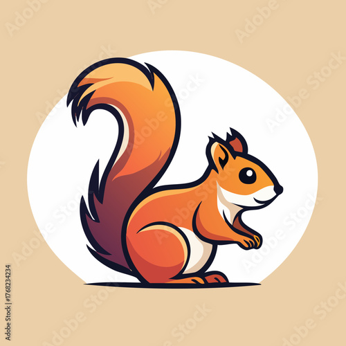 Cute cartoon squirrel with a big bushy tail illustration.