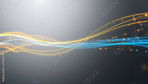Futuristic blue vector wave pattern background with abstract light curves and motion lines