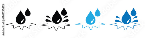 Water drop icon set in line style. Water, oil drop, water drop, water splash, simple style symbols for apps and websites, vector illustration