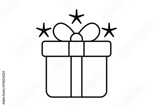 Icono negro de regalo con brillos