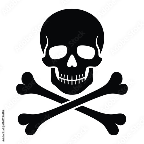 Skull and crossbones pirate-style Silhouette, Vector, Illustration