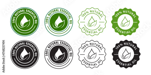 Essential oil drop icon label for natural beauty and skincare products vector illustration