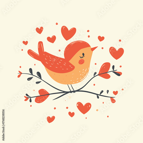 Cupid Bird Shooting Arrows of Love   , vector style simple color