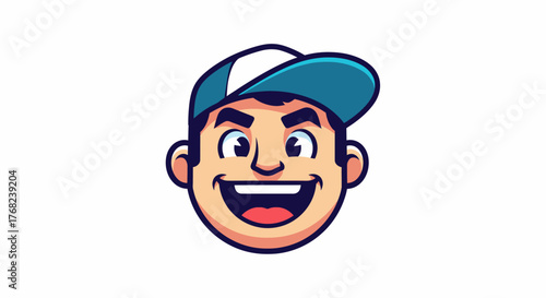 Cartoon illustration of a smiling boy with a baseball cap conveying friendliness