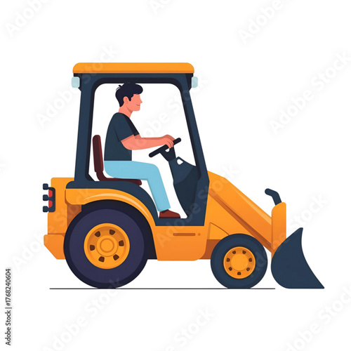 Side view of construction loader with driver illustration