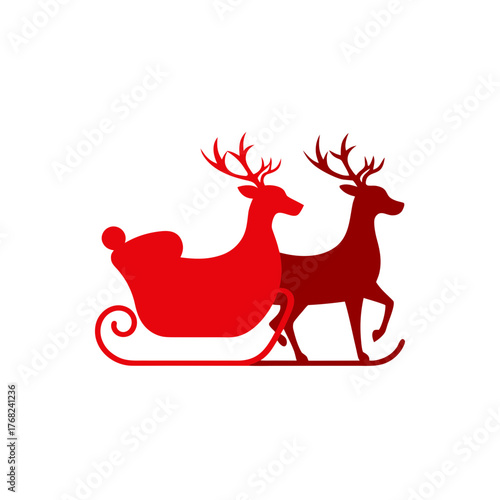 Two reindeer pulling a christmas sleigh ride