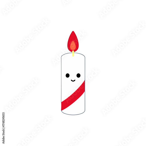Cartoon candle with a red stripe design face