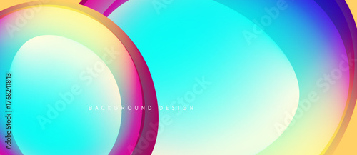 Abstract colorful background. Overlapping curves create dynamic visual effect. Gradient shades blend smoothly, offering modern aesthetic.