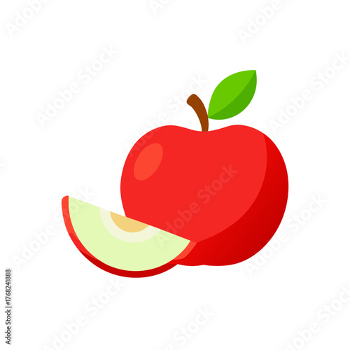 Illustration of a red apple with a slice