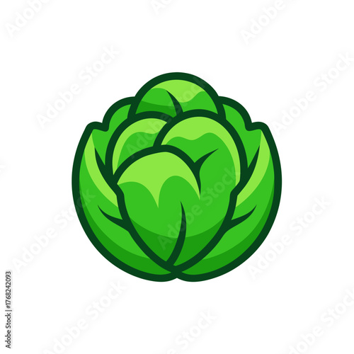 Illustration of a head of cartoon cabbage