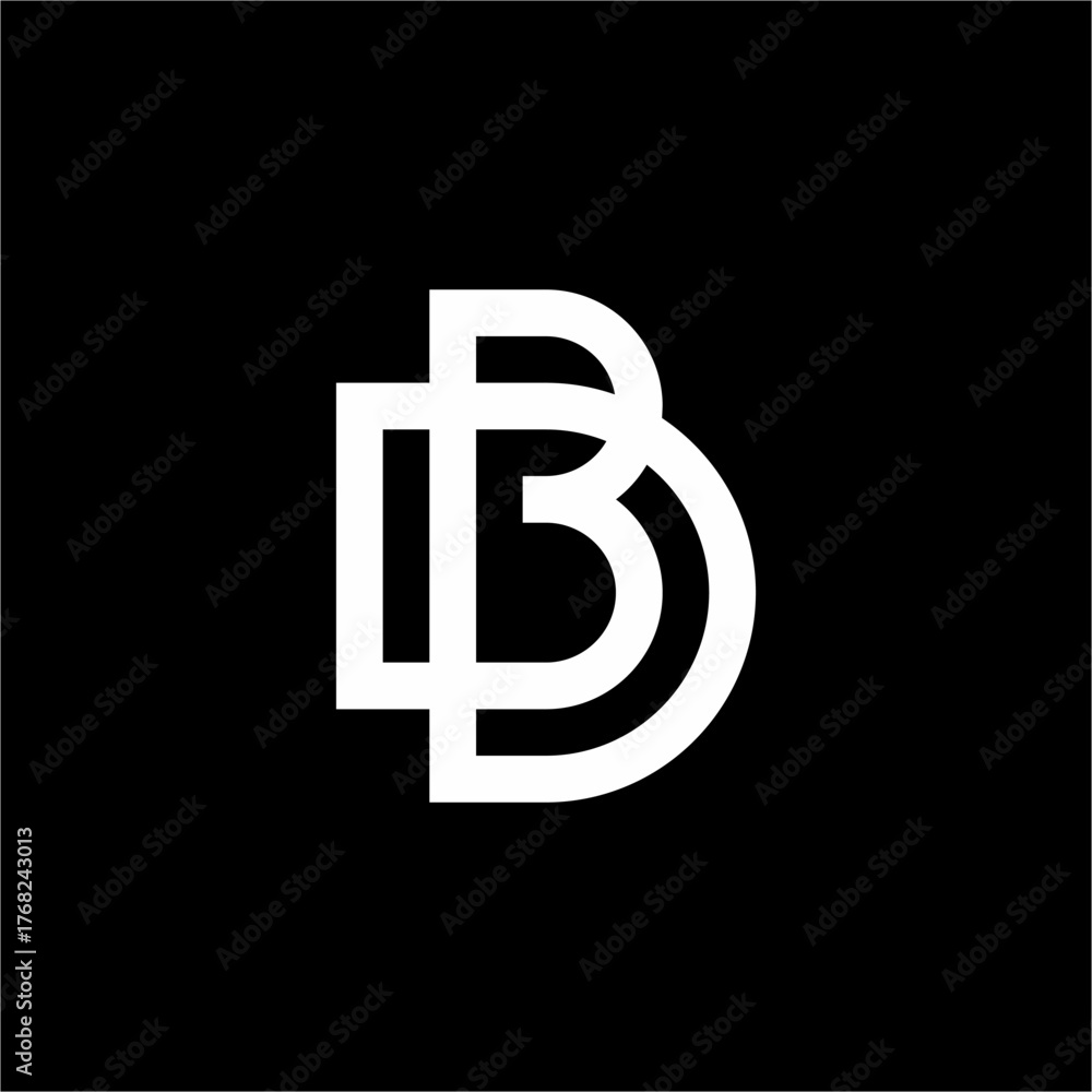 Obraz premium A sleek, modern DB/BD mark suggesting growth and fluid motion. It is professional and futuristic, symbolizing database (DB) management excellence and disciplined, data-driven decision-making systems.