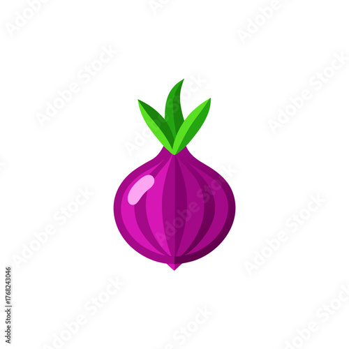 Illustration of a single red onion bulb