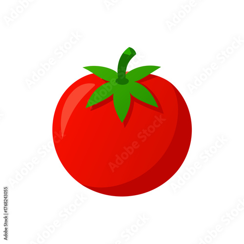 Illustration of a single ripe red tomato