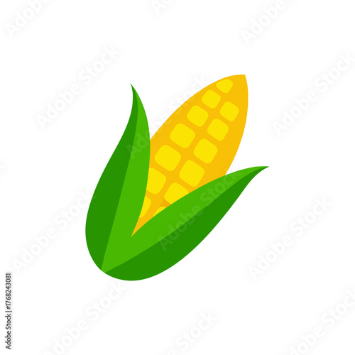 Illustration of a yellow corn with leaves