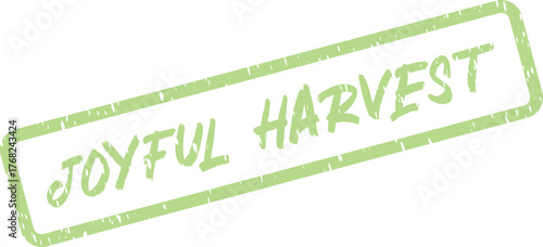 A distressed green ink rubber stamp impression declaring Joyful Harvest blessings